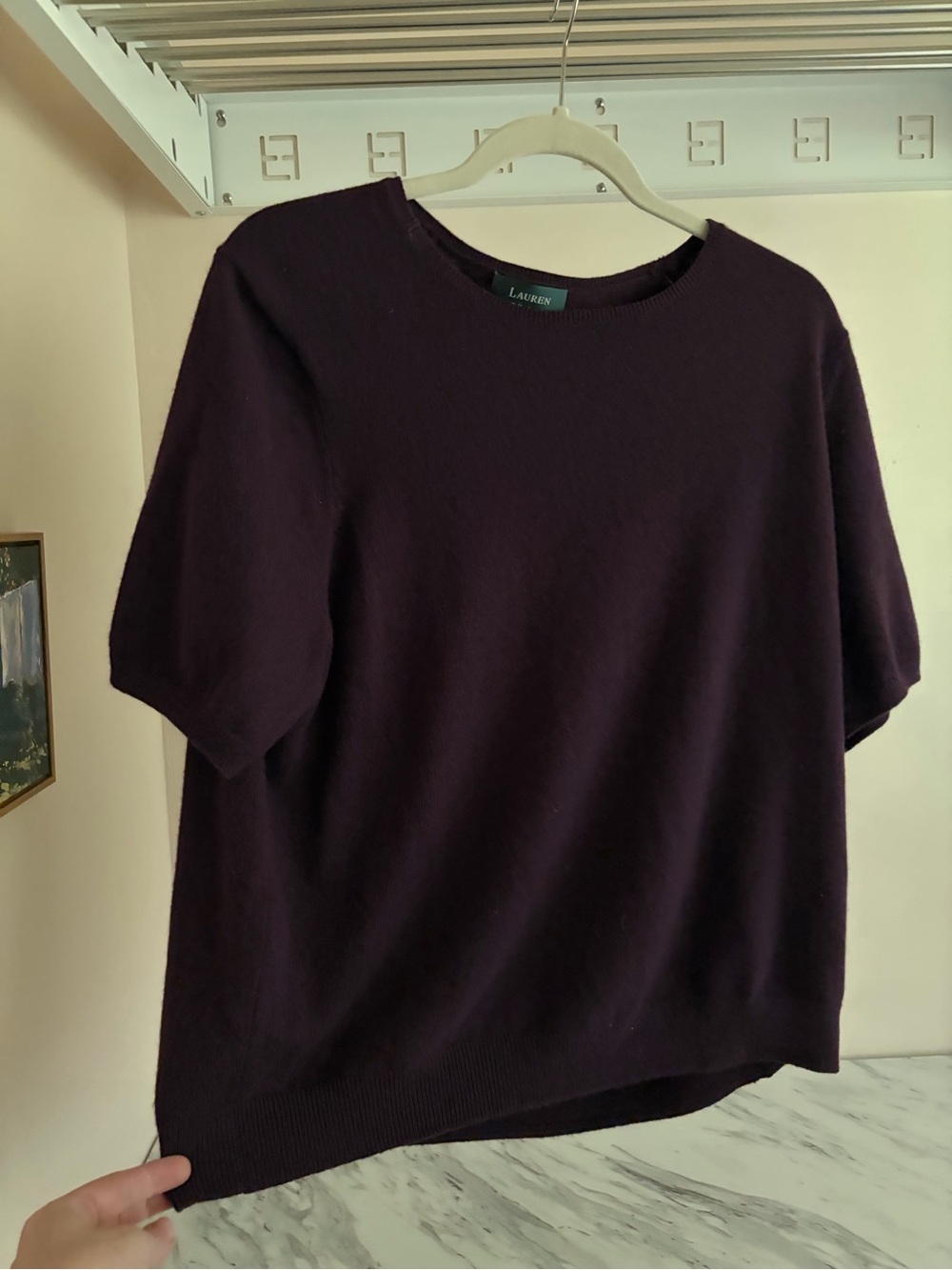 100% Cashmere 2X Lauren Ralph Lauren Short Sleeve Sweater - Deep Plum